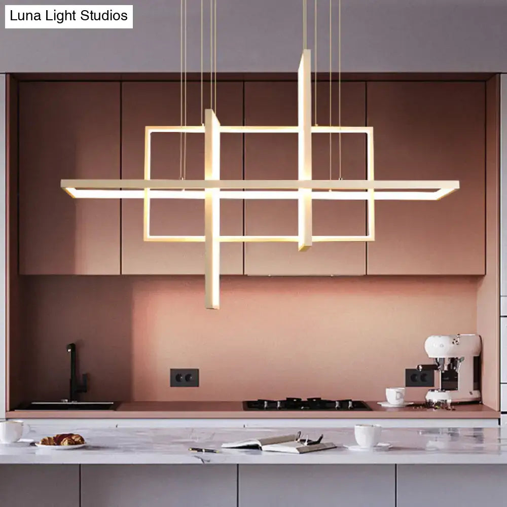 Modern minimalist white led rectangular pendant light kitchen x10 x12