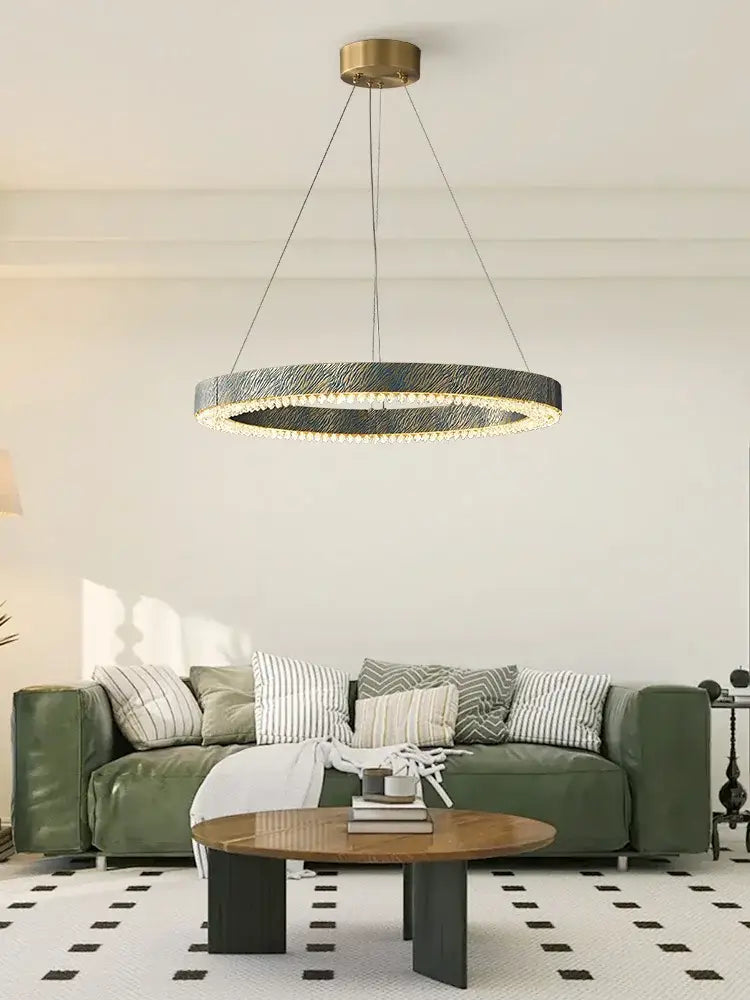 Modern rectangular blue copper crystal led chandelier dining room