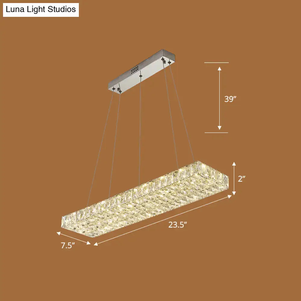 Modern rectangular k9 crystal ceiling pendant for dining room