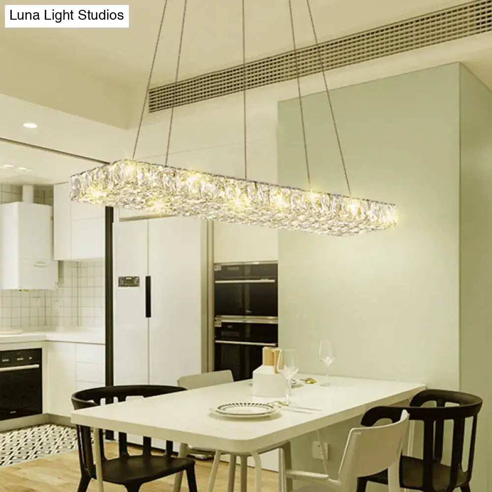 Modern rectangular k9 crystal ceiling pendant for dining room