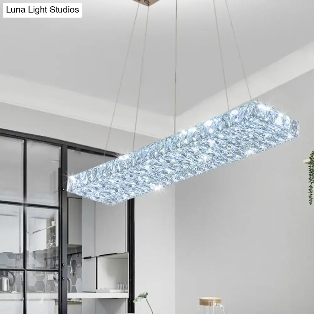 Modern rectangular k9 crystal ceiling pendant for dining room