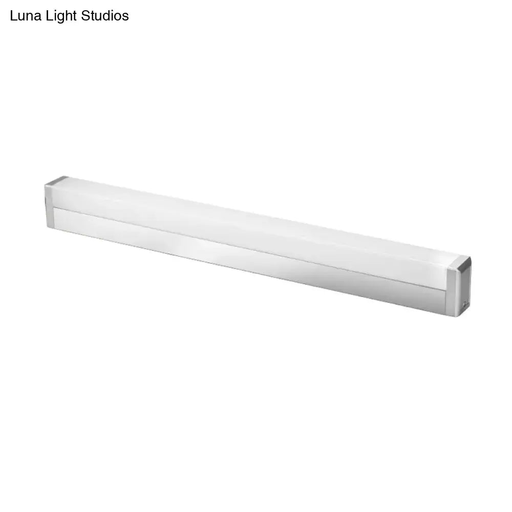 Modern silver rectangular led wall light bathroom warm white