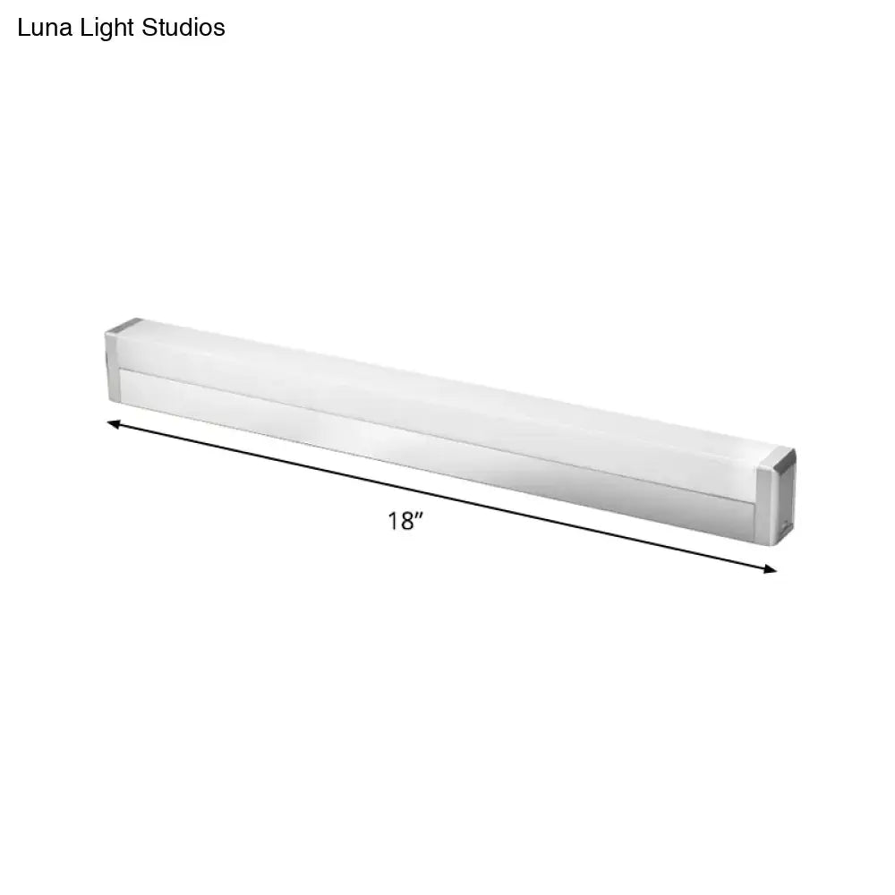 Modern silver rectangular led wall light bathroom warm white