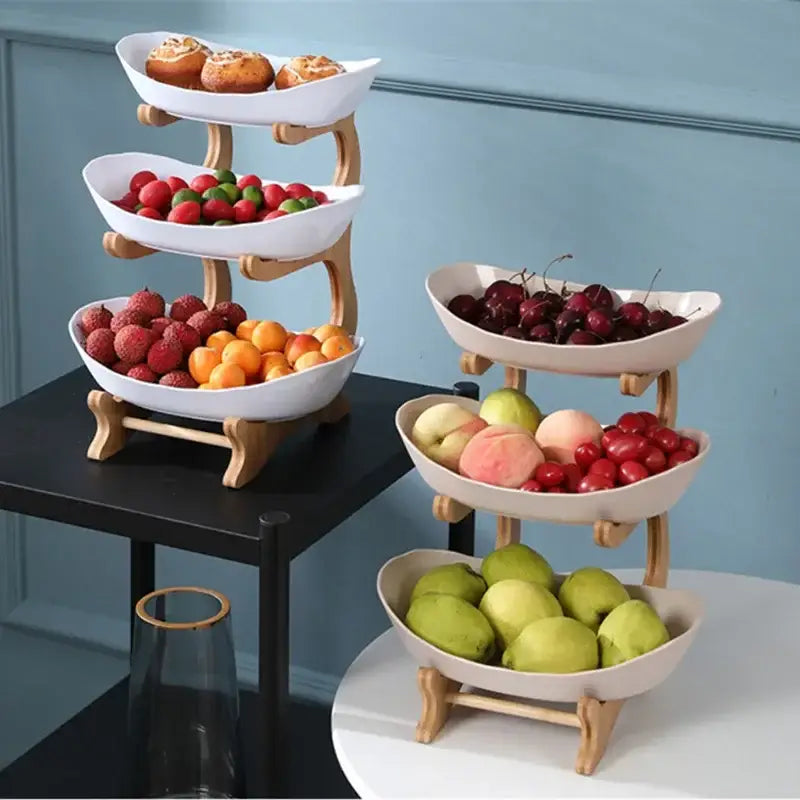 DecorBites™ 2/3 Layer Table Plates Dinnerware Fruit Bowl Salad Cake Stand Plate Bowl