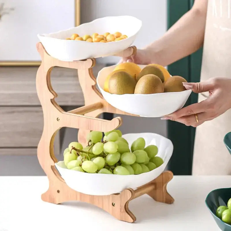 DecorBites™ 2/3 Layer Table Plates Dinnerware Fruit Bowl Salad Cake Stand Plate Bowl