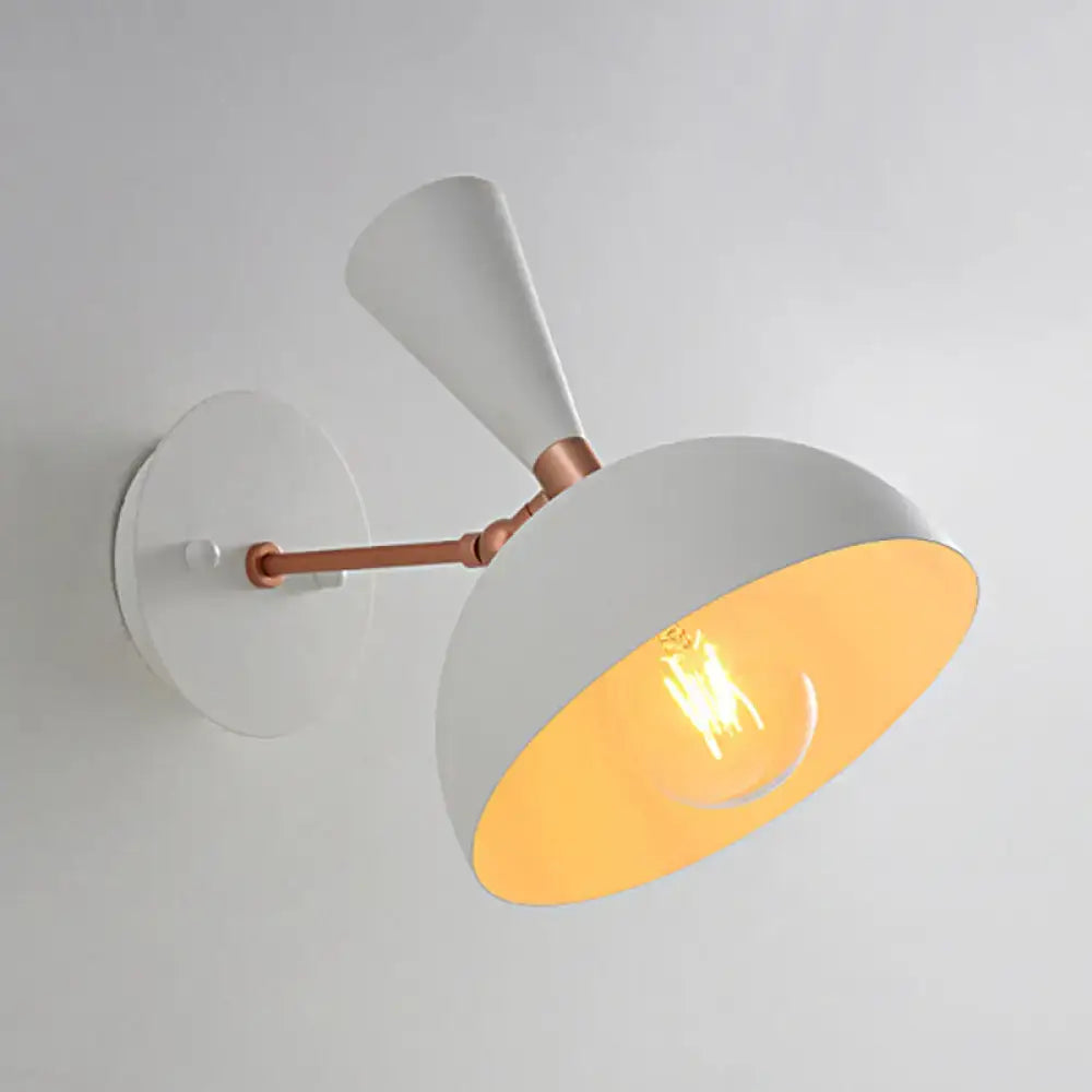 Modern white & copper rotating node dome sconce bedroom light