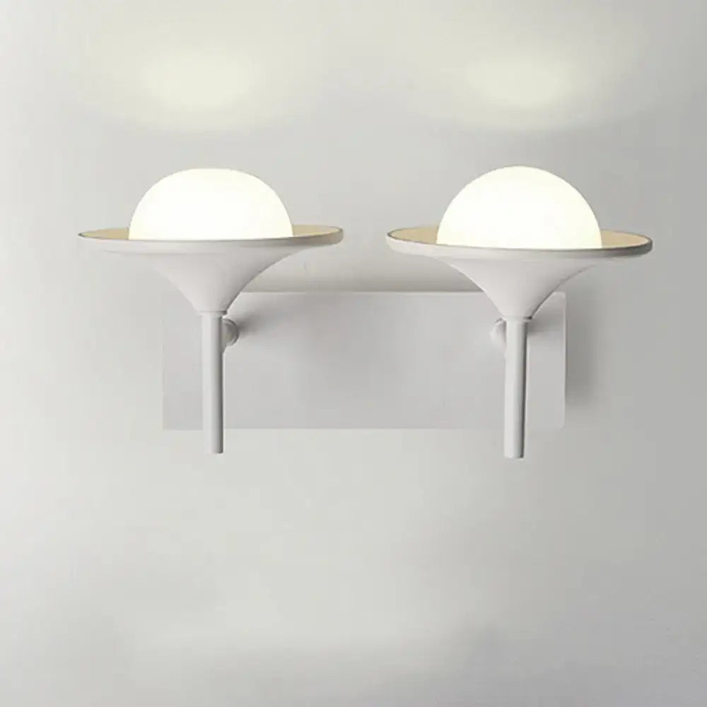 Modern white metallic flared wall sconce – bedroom led light