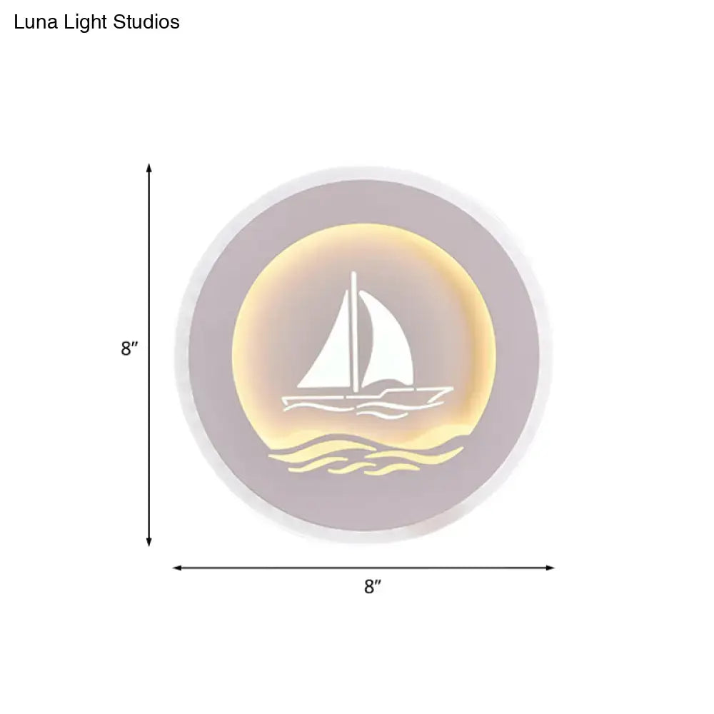 DecorBites™ Modern Sailboat/Tree Pattern LED Sconce for Studying, Simplicity White Wall Light