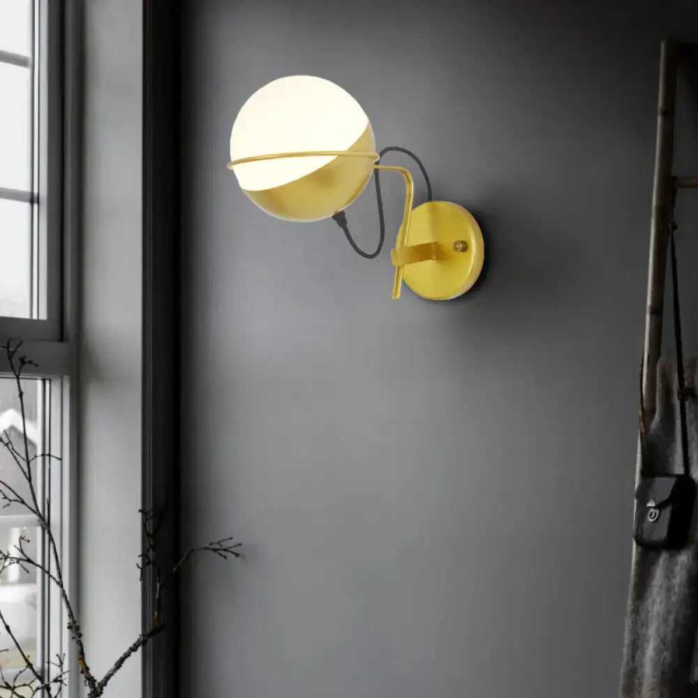 DecorBites™ Modern White Glass Globe Wall Sconce with Golden Mount