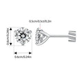 Three-Prong Moissanite Push-Back Stud Earrings in Silver
