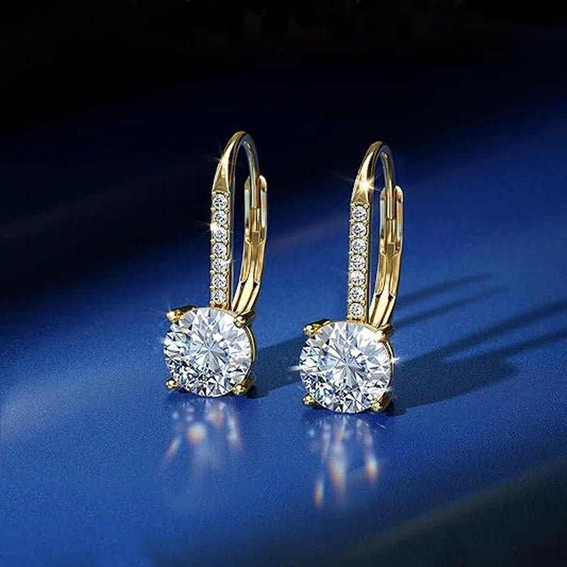 Moissanite Bar Leverback Drop Earrings in Sterling Silver