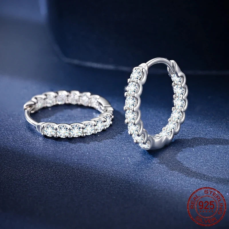 Moissanite Inside-Out Hoop Earrings in 925 Sterling Silver