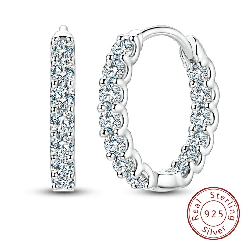 Moissanite Inside-Out Hoop Earrings in 925 Sterling Silver