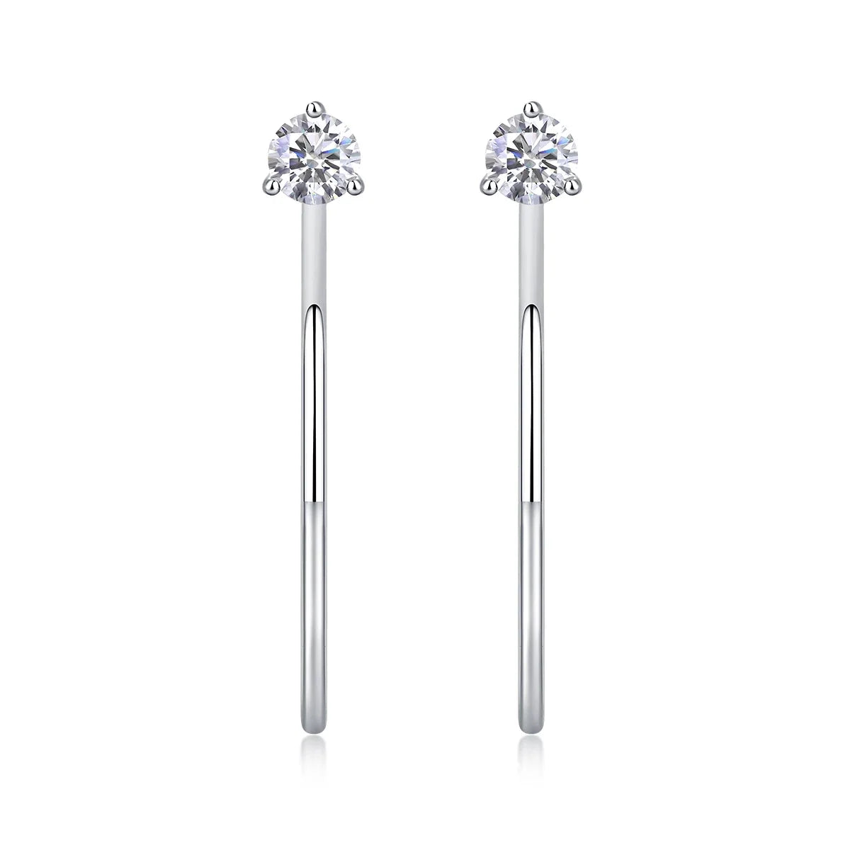 Open Hoop Moissanite Stud Earrings in Sterling Silver