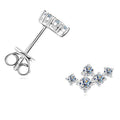 Six-Stone Fan Moissanite Stud Earrings in Sterling Silver