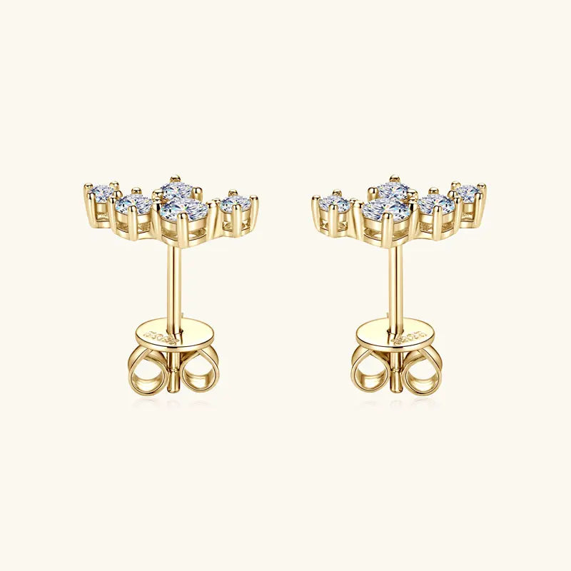 Six-Stone Fan Moissanite Stud Earrings in Sterling Silver