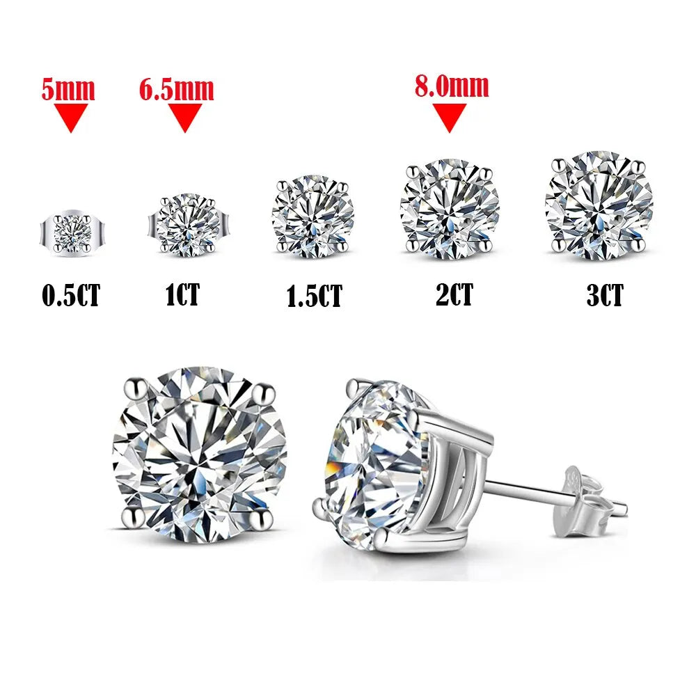 Round Four-Prong Moissanite Stud Earrings in Sterling Silver