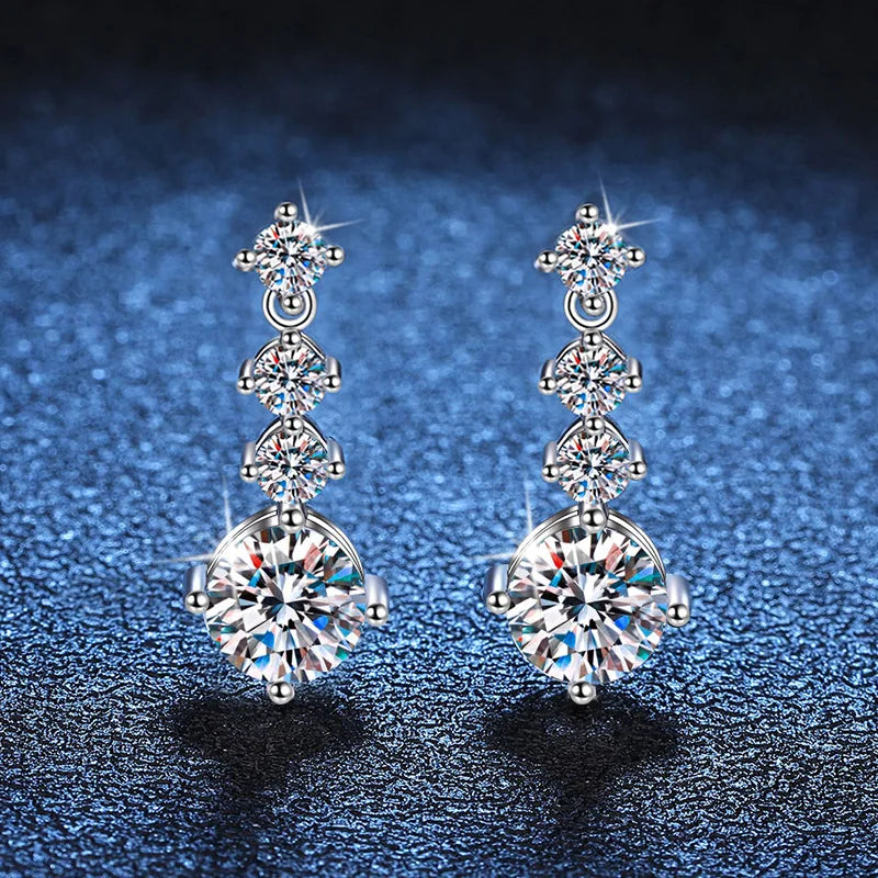 Graduated Moissanite Necklace, Drop Earrings & Ring Set