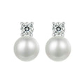 Freshwater Pearl & Moissanite Stud Earrings