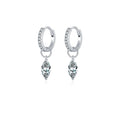 Marquise Moissanite Drop Hoop Earrings in Sterling Silver
