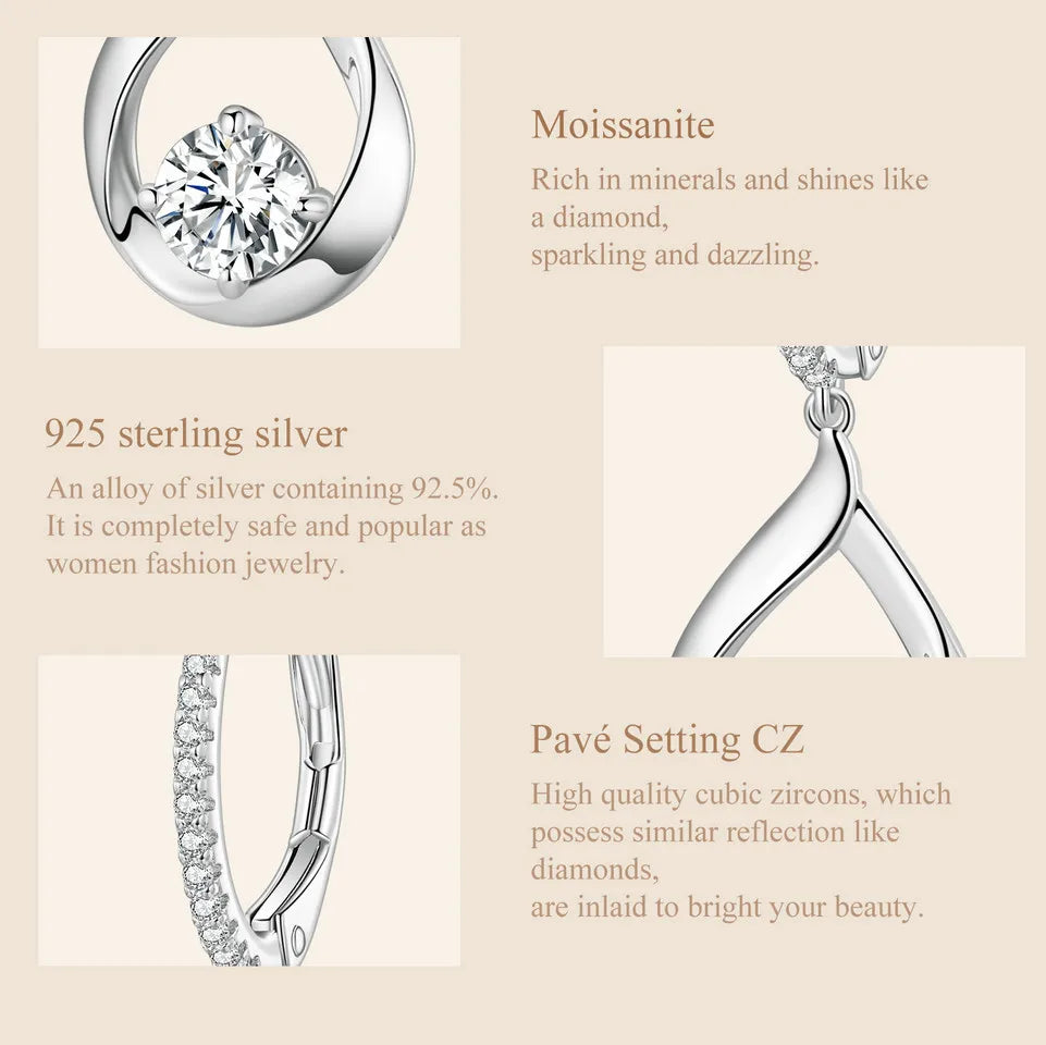 Moissanite Waterdrop Earrings or Necklace in Sterling Silver
