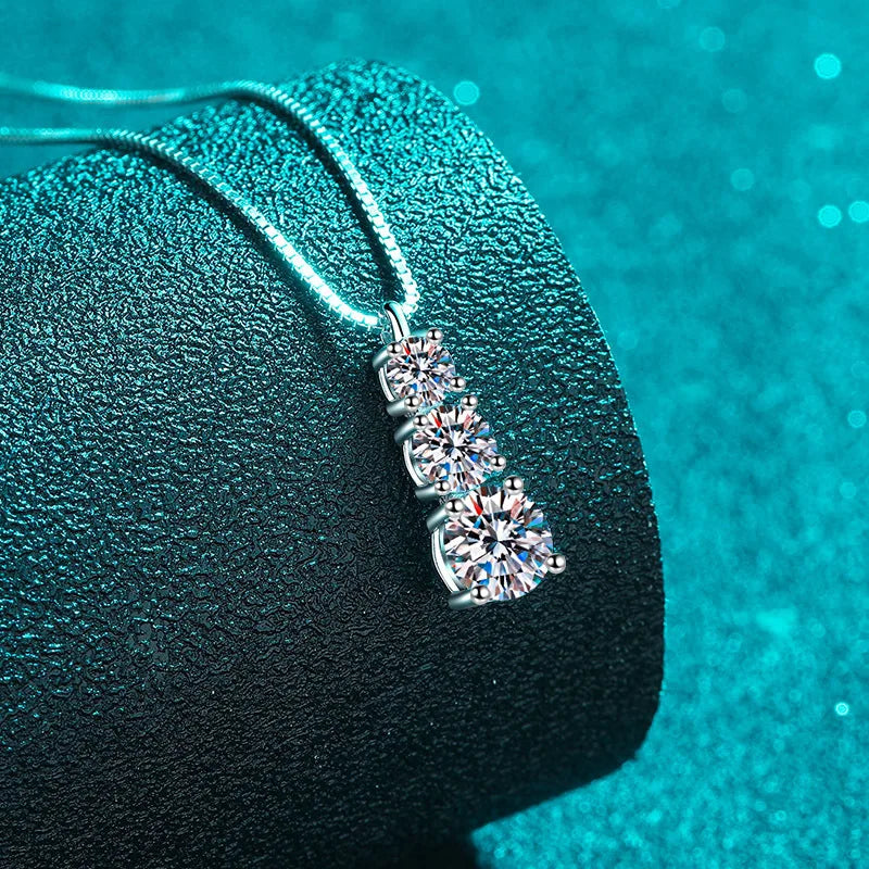 Graduated Moissanite Necklace, Drop Earrings & Ring Set