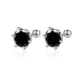 Black Moissanite Screw-Back Stud Earrings in Sterling Silver