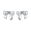 Moissanite Bow Stud Earrings & Ear Cuffs in Sterling Silver