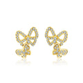 Double Butterfly Moissanite Stud Earrings in Sterling Silver