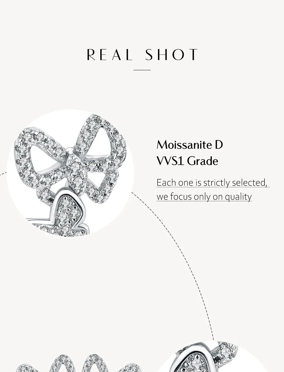 Double Butterfly Moissanite Stud Earrings in Sterling Silver