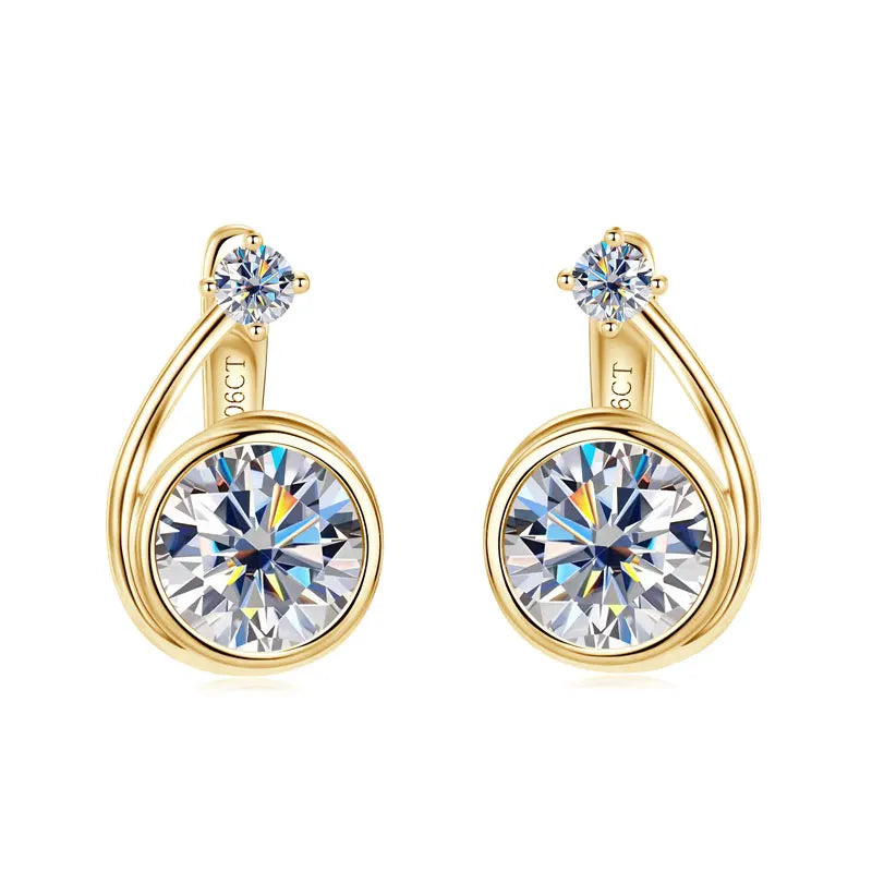 Moissanite Bezel Leverback Earrings in Sterling Silver
