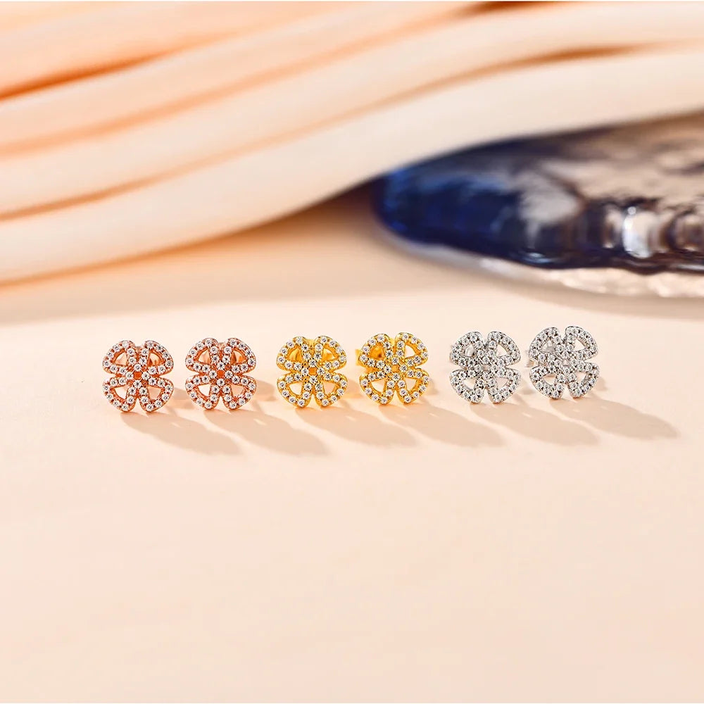 Open Flower Moissanite Stud Earrings in Sterling Silver