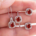 Cushion Halo Moissanite Ring, Stud Earrings & Necklace Set