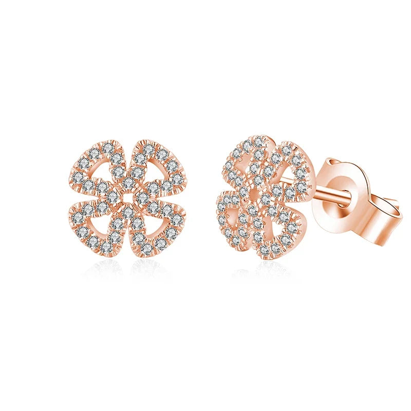 Open Flower Moissanite Stud Earrings in Sterling Silver