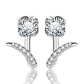 Moissanite V-Shaped Ear Jacket Earrings in Sterling Silver