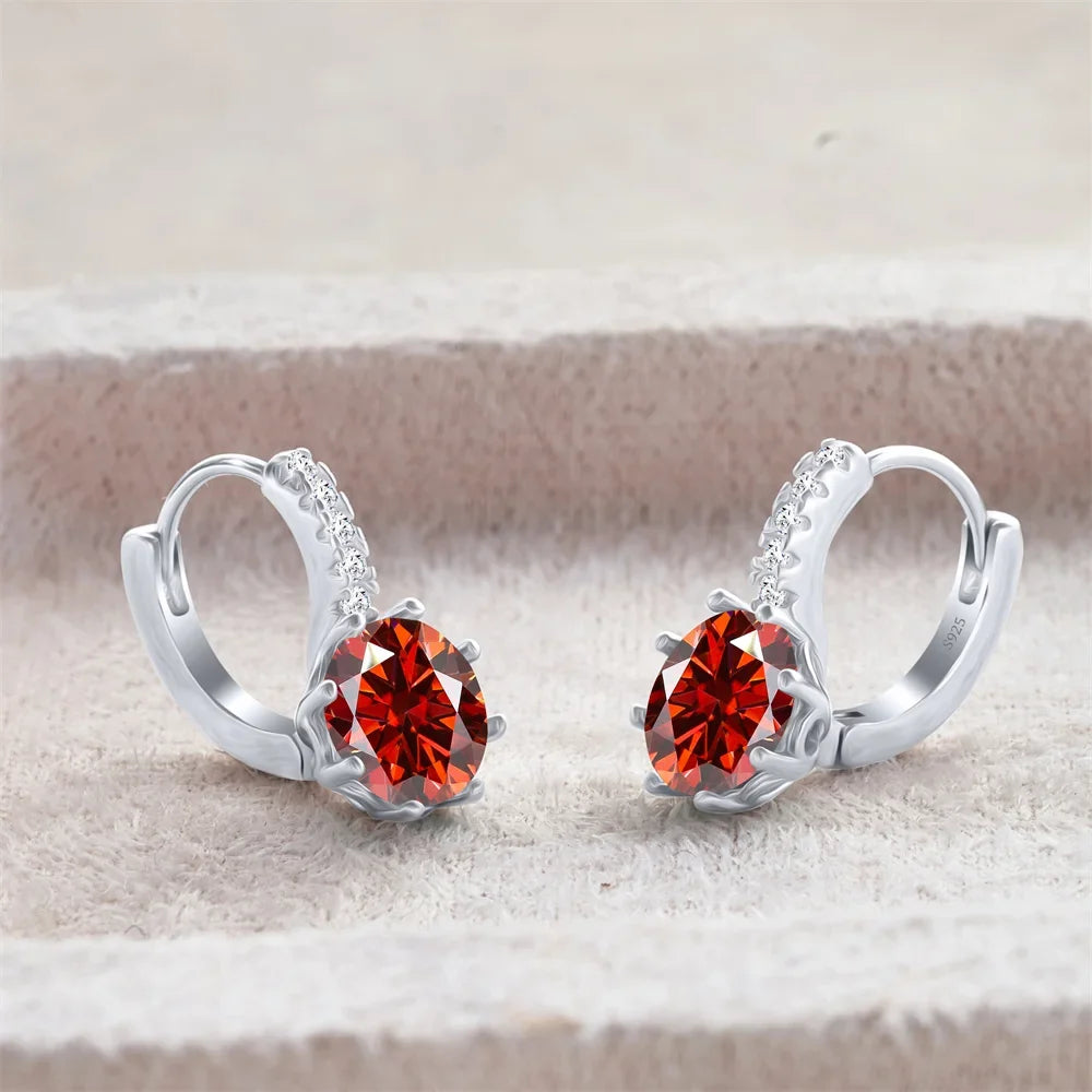 Colored Round Moissanite Leverback Earrings in Silver