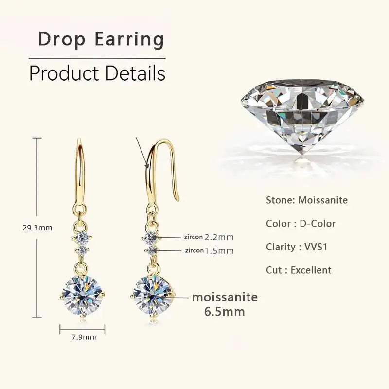 Colorful Moissanite Hook Drop Earrings in Sterling Silver