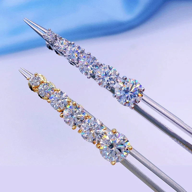Black & White Moissanite Four-Prong Stud Earrings