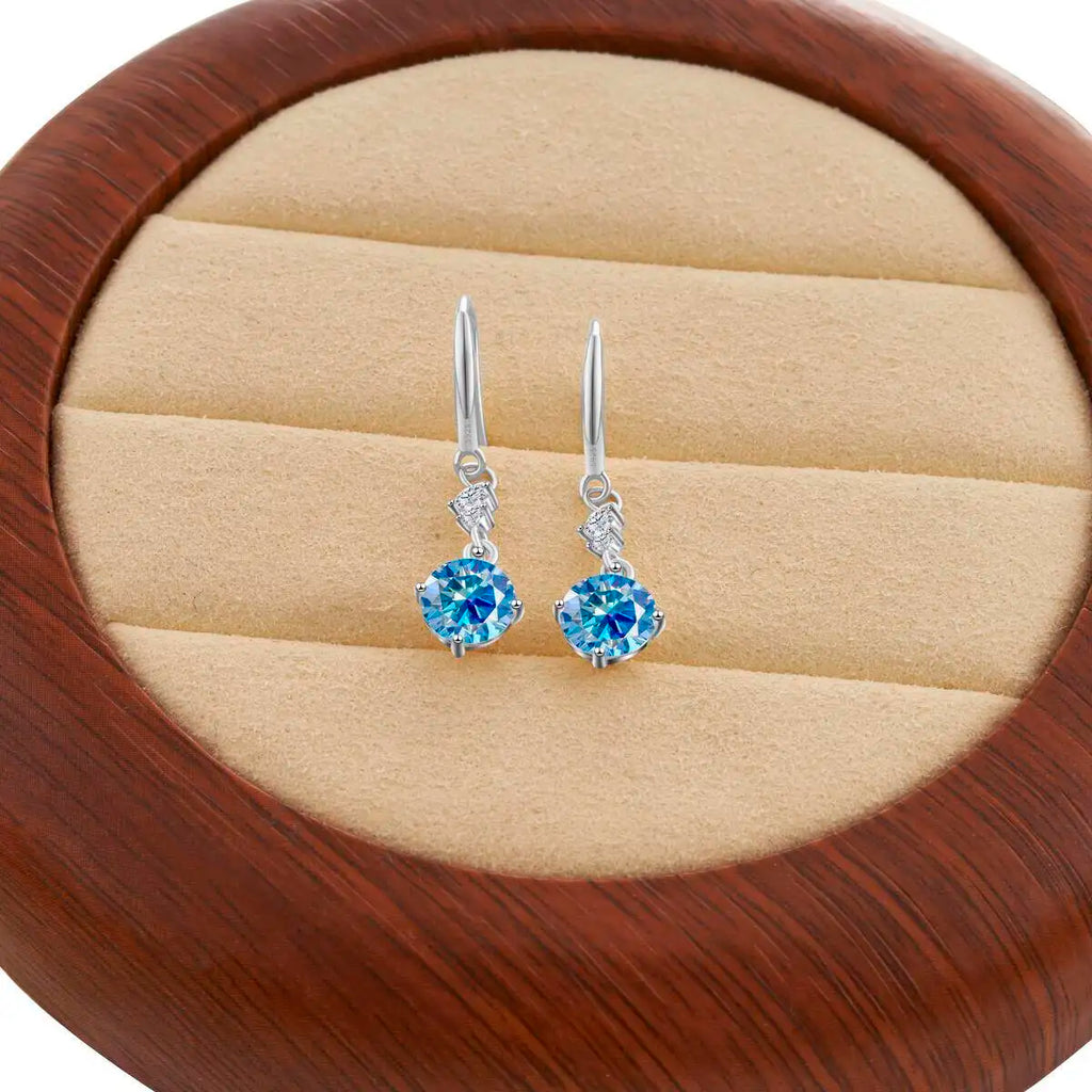 Colorful Moissanite Hook Drop Earrings in Sterling Silver