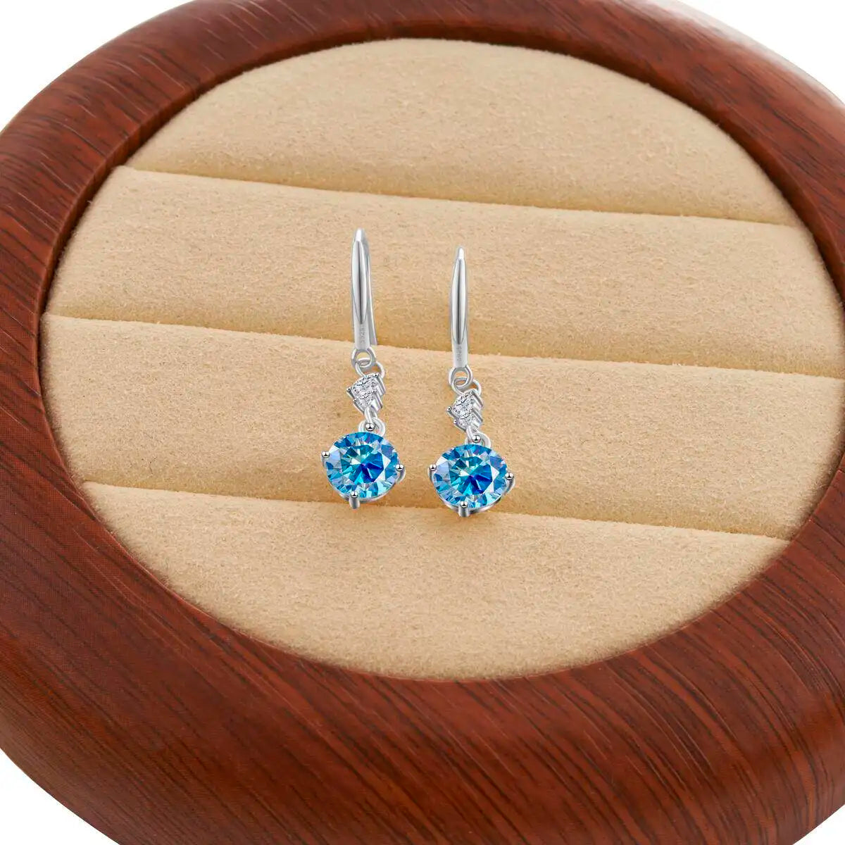 Colorful Moissanite Hook Drop Earrings in Sterling Silver