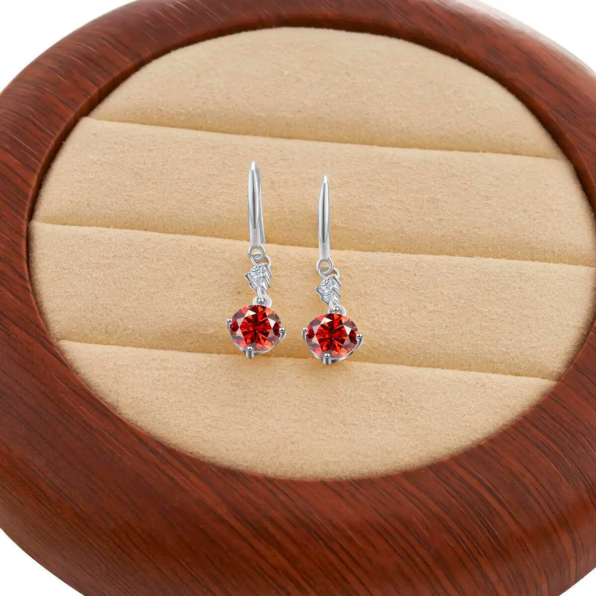 Colorful Moissanite Hook Drop Earrings in Sterling Silver