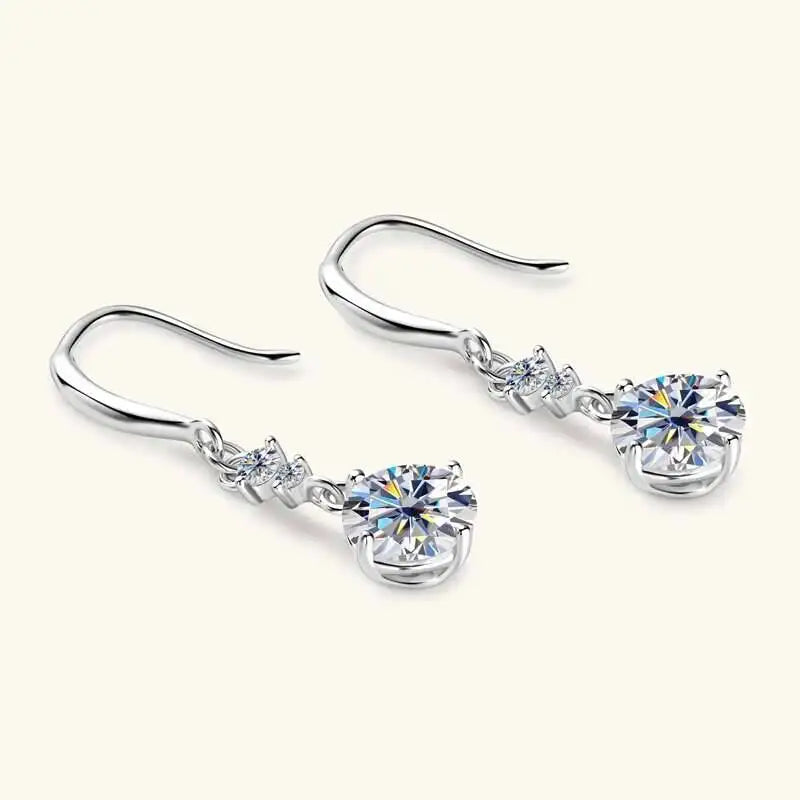 Colorful Moissanite Hook Drop Earrings in Sterling Silver