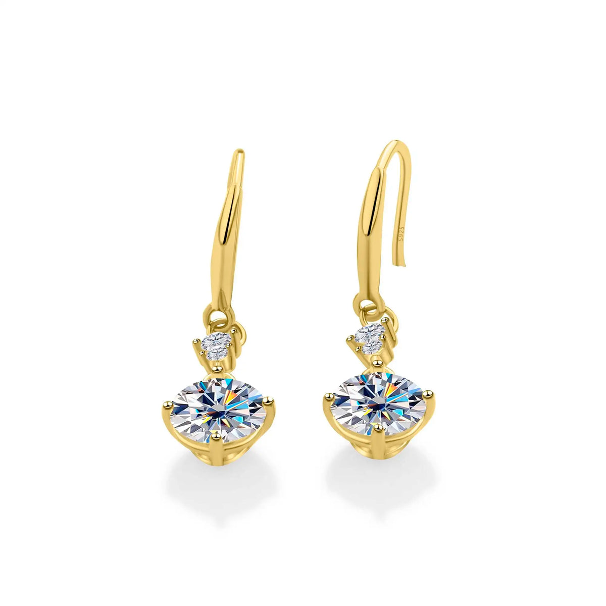 Colorful Moissanite Hook Drop Earrings in Sterling Silver