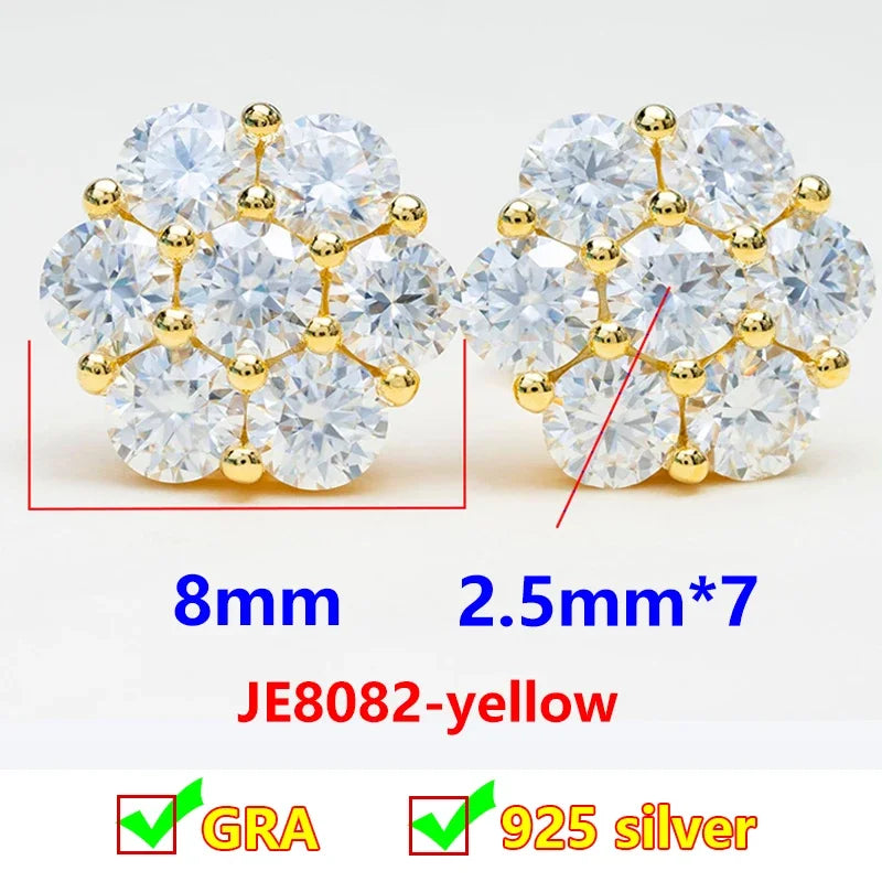 Seven-Stone Flower Moissanite Cluster Stud Earrings