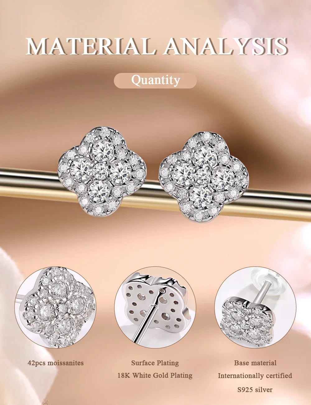 Clover Cluster Moissanite Stud Earrings in Sterling Silver