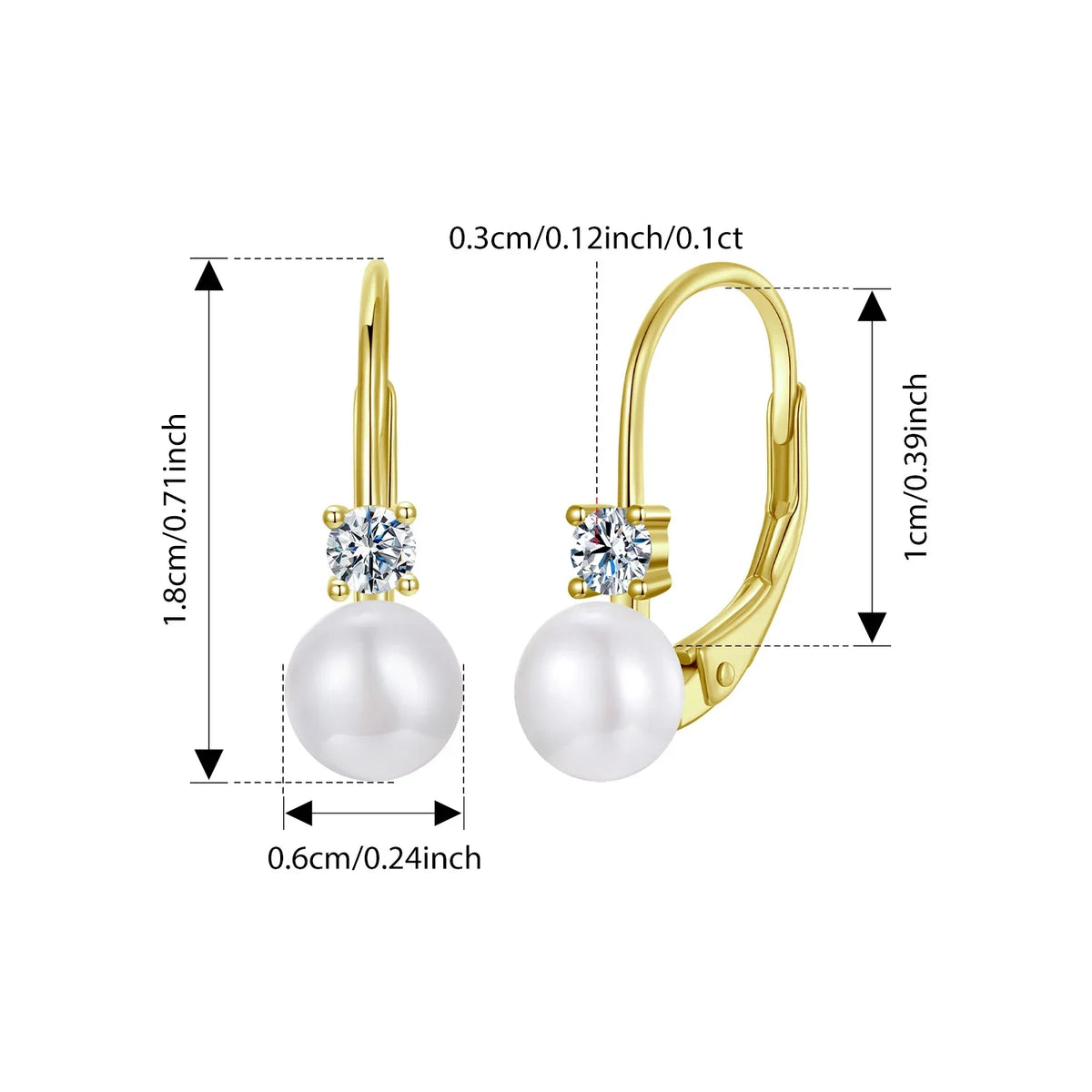 Freshwater Pearl & Moissanite Leverback Earrings