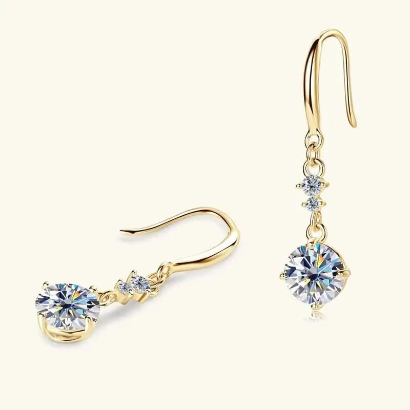 Colorful Moissanite Hook Drop Earrings in Sterling Silver