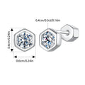 Moissanite Hexagon Bezel Screw-Back Stud Earrings