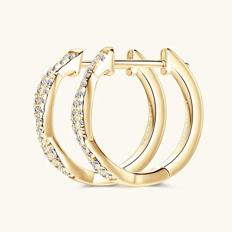 Twist Moissanite Hoop Earrings in 925 Sterling Silver
