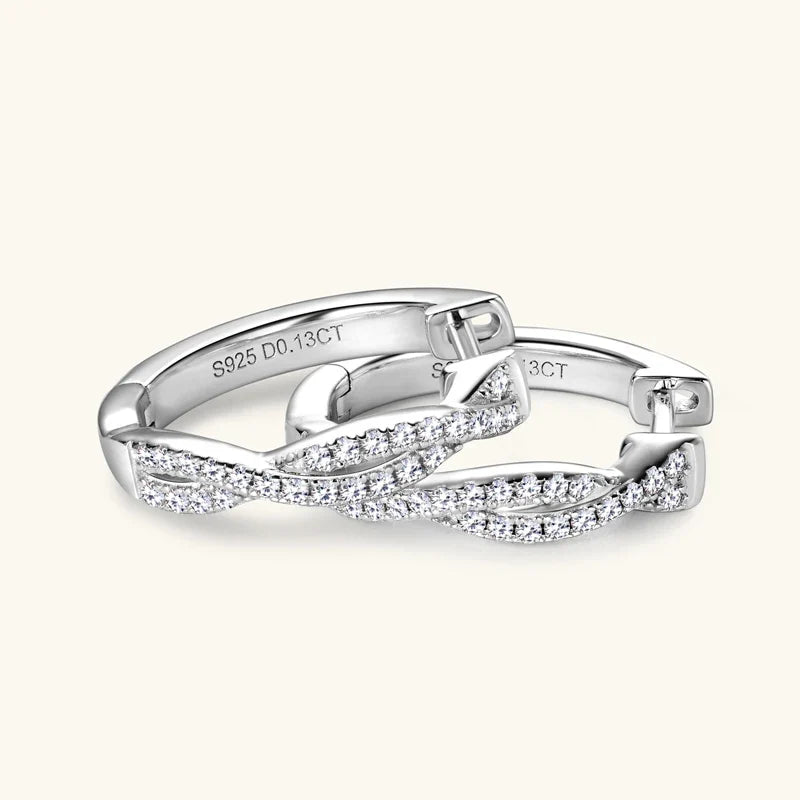 Twist Moissanite Hoop Earrings in 925 Sterling Silver